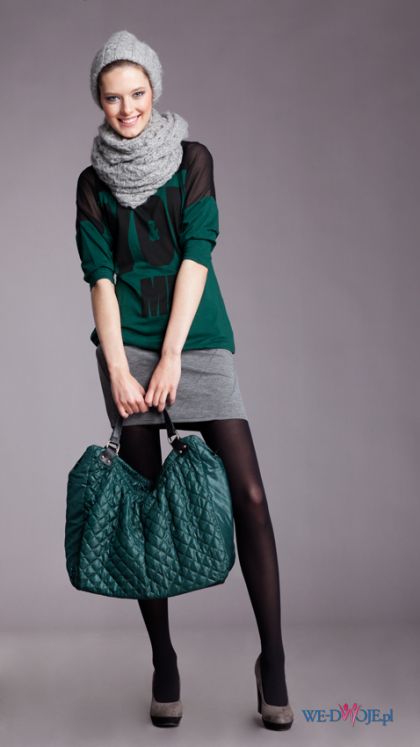 bluzeczka Moodo w kolorze butelkowej zieleni  - moda dla kobiet