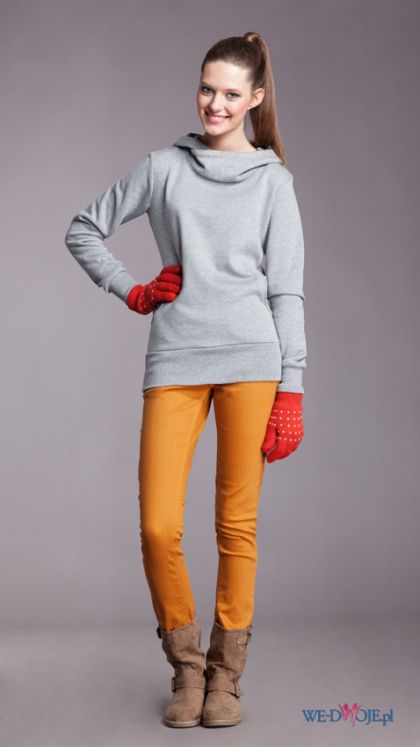 ciepła bluza Moodo w kolorze szarym  - moda dla kobiet